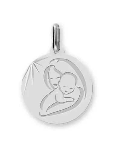 Médaille Vierge à l’Enfant Soleillée en Or Personnalisable