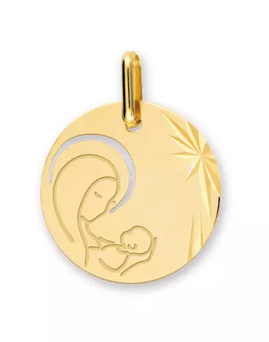 Médaille Vierge à l’Enfant Étoilée et Ajourée en Or Personnalisable