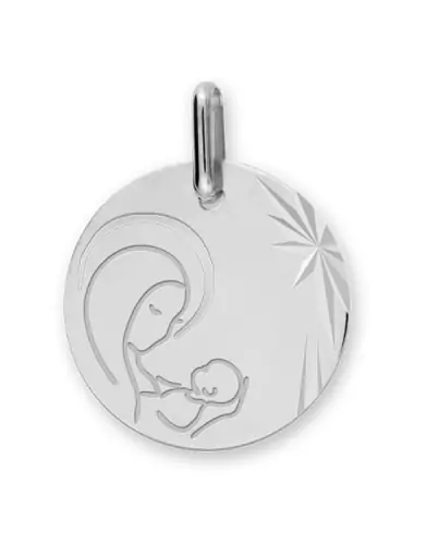 Médaille Vierge à l’Enfant Étoilée et Ajourée en Or Personnalisable