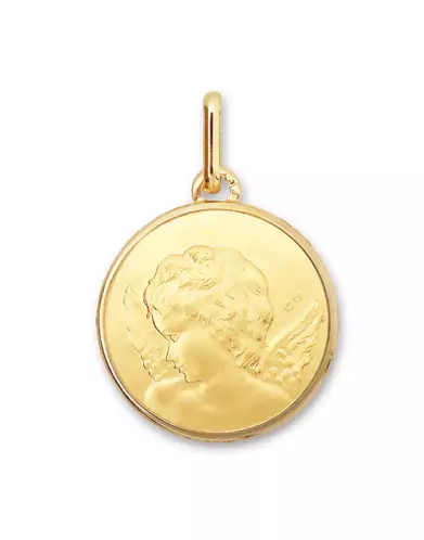 Médaille Ronde Ange Chérubin en Or Personnalisable