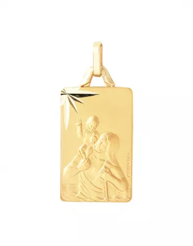 Médaille Rectangle Étoilée Saint Christophe en Or Personnalisable