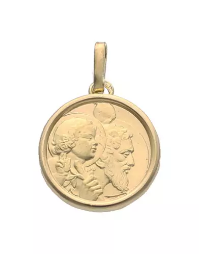 Médaille Ronde Saint Christophe de Profil en Or