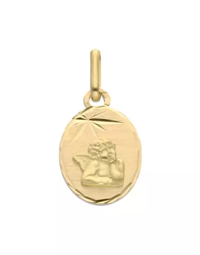 Médaille Ange Penseur Soleillée en Or Personnalisable