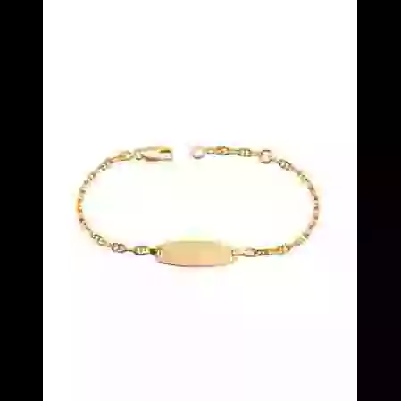 Gourmette B&eacute;b&eacute; Ovale avec Cha&icirc;ne Marine en Or Jaune 18K Personnalisable image cachée