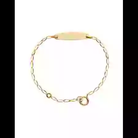 Gourmette B&eacute;b&eacute; Ovale avec Cha&icirc;ne Rada en Or Jaune 18K Personnalisable image cachée