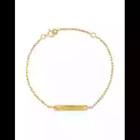 Gourmette B&eacute;b&eacute; Rectangle &Eacute;toil&eacute;e avec Cha&icirc;ne For&ccedil;at en Or Personnalisable image cachée