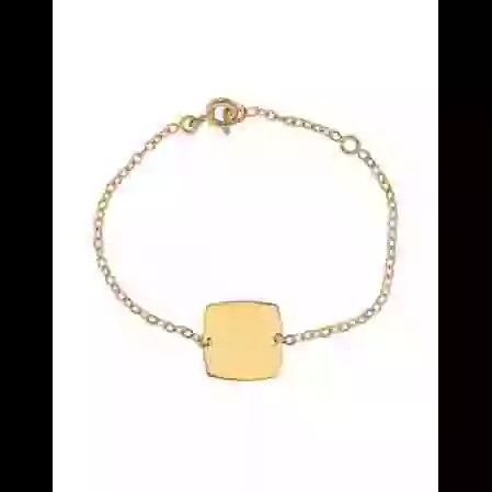 Gourmette Enfant Carr&eacute;e avec Cha&icirc;ne For&ccedil;at en Or Personnalisable image cachée