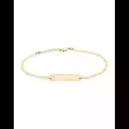 Bracelet Rectangle Grav&eacute; Adolescent(e) avec Maille Marine en Or Personnalisable image cachée