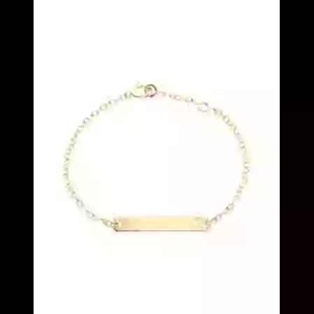 Gourmette Enfant Rectangle Ajour&eacute;e Croix avec Cha&icirc;ne For&ccedil;at en Or Personnalisable image cachée