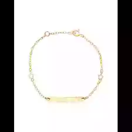 Gourmette Enfant Rectangle avec Cha&icirc;ne For&ccedil;at &Eacute;toiles en Or Personnalisable image cachée