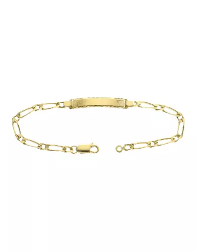 Bracelet Rectangle Soleillée Adolescent(e) avec Maille Alternée en Or Personnalisable