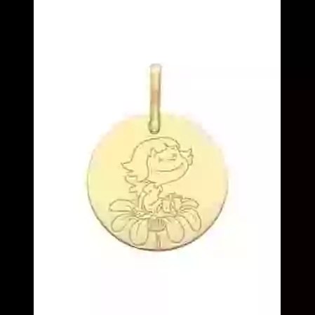 M&eacute;daille Petite Fille Fleur en Or - La F&eacute;e Galipette image cachée