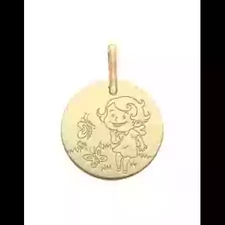 M&eacute;daille Petite Fille Papillons en or - La F&eacute;e Galipette image cachée
