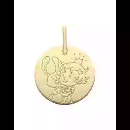M&eacute;daille Petite Fille Lapin en Or - La F&eacute;e Galipette image cachée