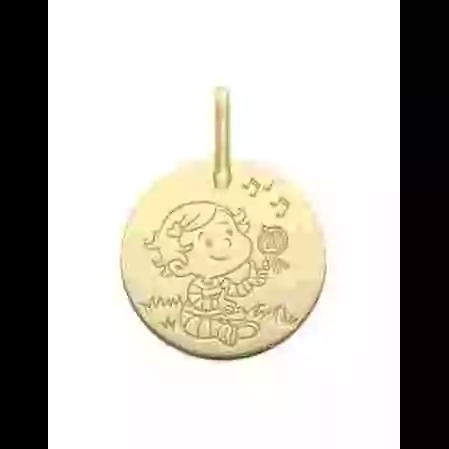 M&eacute;daille Petite Fille Oiseau en Or - La F&eacute;e Galipette image cachée