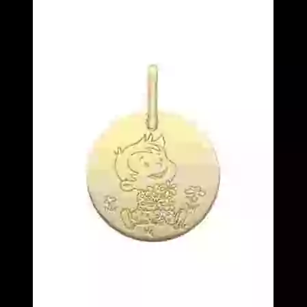 M&eacute;daille Petit Gar&ccedil;on Fleurs en Or - La F&eacute;e Galipette image cachée