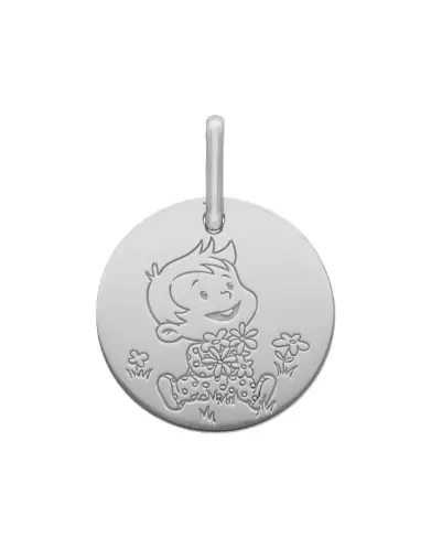 Médaille Petit Garçon Fleurs en Or - La Fée Galipette