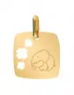 Médaille Carrée M Ajourée Trèfles Maman et Bébé Elephant