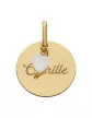 Médaille Ronde Or à Graver Nacre Cœur