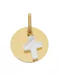 Médaille Ronde à Graver en Or Nacre Croix