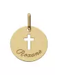 Médaille Ronde Or Croix Ajourée Personnalisable