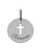 Médaille Ronde Or Croix Ajourée Personnalisable