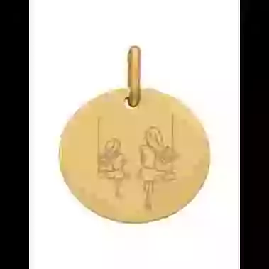 Médaille Ronde M Famille Balançoire en Or Personnalisable image cachée