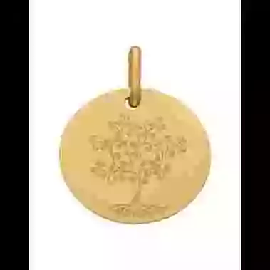Médaille Ronde M Arbre de Vie Oiseaux en Or Personnalisable image cachée