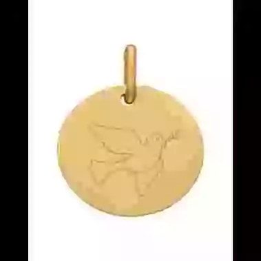 Médaille Ronde M Colombe en Or Personnalisable image cachée