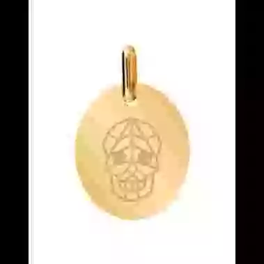 Médaille Ovale M Tête de Mort Origami image cachée