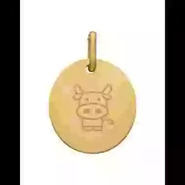 Médaille Ovale M Zodiaque Enfantin en Or à Personnaliser image cachée