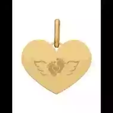 Médaille Cœur M Ange Petits Pieds en Or à Personnaliser image cachée