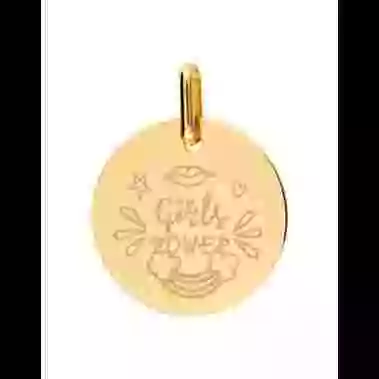 Médaille Ronde en Or S Girl Power Ado Personnalisable image cachée