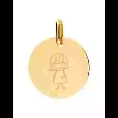 Médaille Ronde en Or S Bambin Petite Fille Personnalisable image cachée
