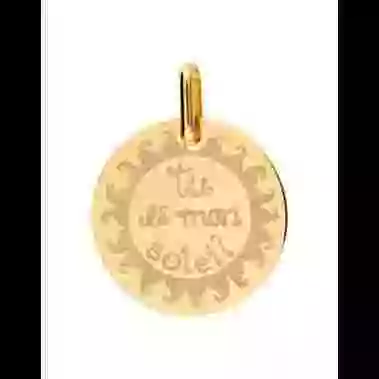 Médaille Ronde en Or S Tu es Mon Soleil Personnalisable image cachée