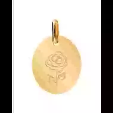 Médaille Ovale en Or S Rose Personnalisable image cachée