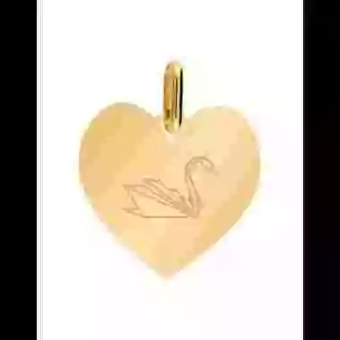 Médaille Cœur en Or S Cygne Origami Personnalisable image cachée