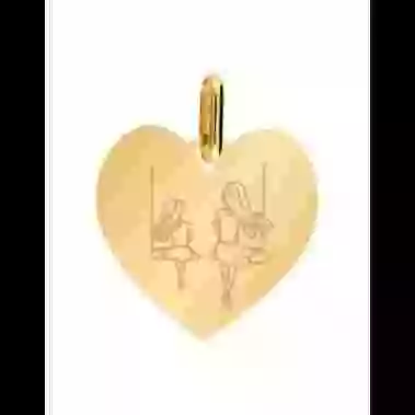 Médaille Cœur en Or S Balançoire Maman Fille Personnalisable image cachée