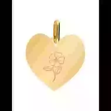 Médaille Cœur en Or S Fleur Personnalisable image cachée