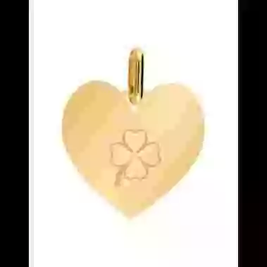 Médaille Cœur en Or S Trèfle Personnalisable image cachée