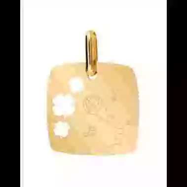 Médaille Carrée S Ajourée Trèfles en Or Micro Fil Personnalisable image cachée