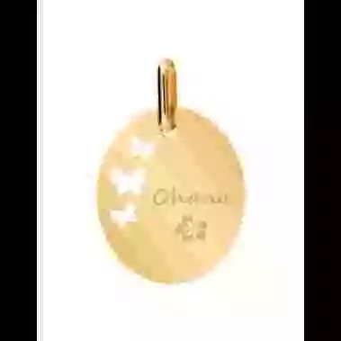 Médaille Ovale M Ajourée Papillons Ohana image cachée
