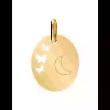 Médaille Ovale M Ajourée Papillons Lune image cachée