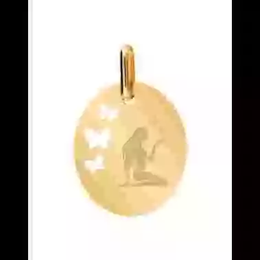 Médaille Ovale M Ajourée Papillons Emblème Zodiaque image cachée