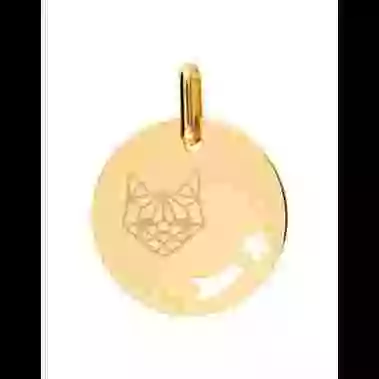 Médaille Ronde M Ajourée Étoile Filante Chat Origami image cachée