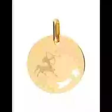 Médaille Ronde M Ajourée Étoile Filante Emblème Zodiaque image cachée