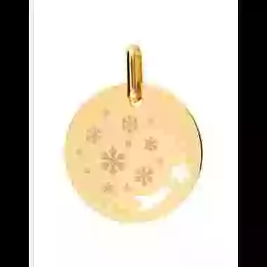 Médaille Ronde M Ajourée Étoile Filante Flocons image cachée