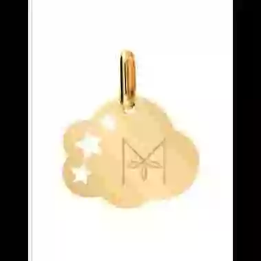 Médaille Nuage M Ajourée Étoiles Lettre gravée Style Floral image cachée