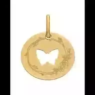 M&eacute;daille Papillon Ajour&eacute; M D&eacute;cor Fleur image cachée