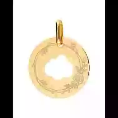 Médaille Nuage Ajouré S Décor Fleur image cachée